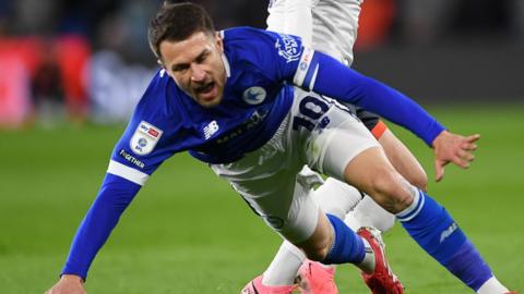 Aaron Ramsey in action during Cardiff's game against Luton Town