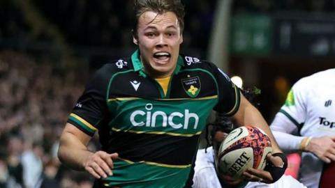 Tom Litchfield in action for Northampton Saints