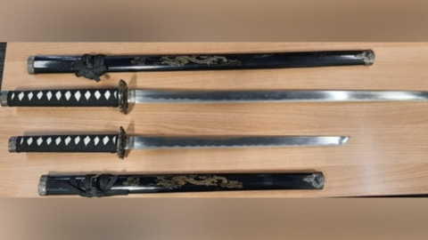 Four sword on a table