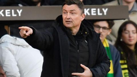 Preston manager Paul Heckingbottom issues instructions to his players from the touchline.