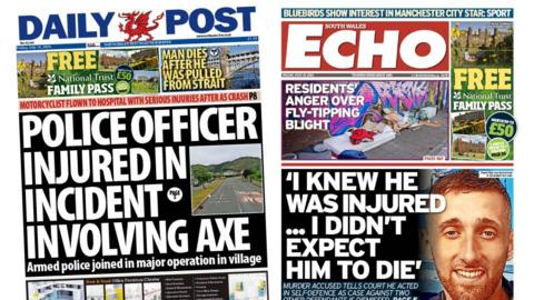 Front pages of the Daily Post and the South Wales Echo
