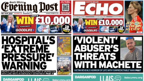 Front pages of South Wales Evening Post and South Wales Echo