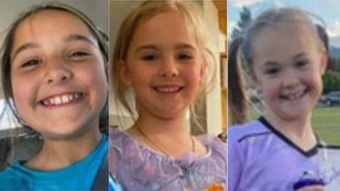 A composite image showing thethree young girls - Paityn, Evelyn and Olivia - smiling