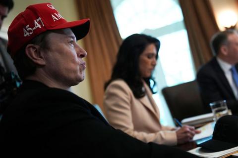 Elon Musk in the cabinet room of the White House
