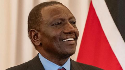 Kenyan President William Ruto speaks during a luncheon hosted by U.S. Secretary of State Antony Blinken and Vice President Kamala Harris at the State Department on Friday afternoon in Washington, U.S., May 24, 2024. 