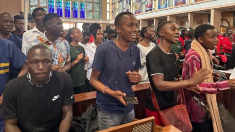 Young Kenyans at a Mass at a Catholic Basilica in Nairobi