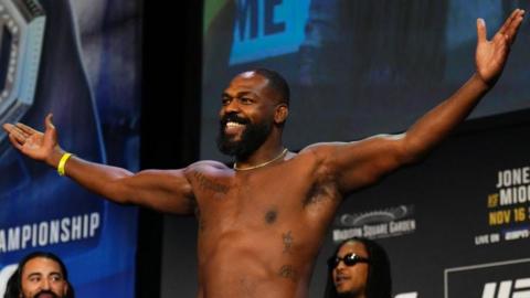 Jon Jones at the UFC 309 weigh-ins