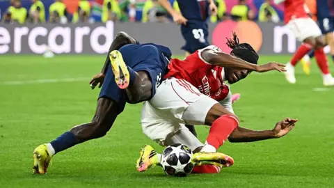 Madueke goes down in box