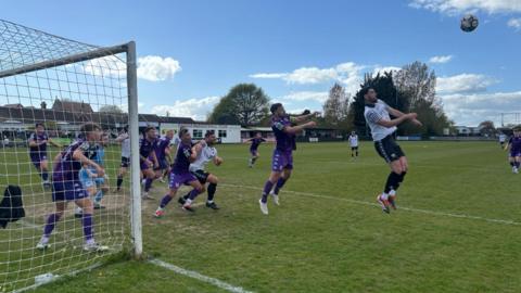 Action from Pagham v Guernsey FC 
