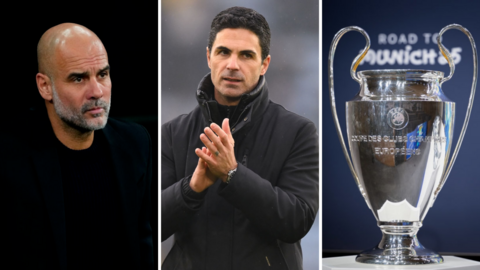 Pep Guardiola, Mikel Arteta, Champions League trophy