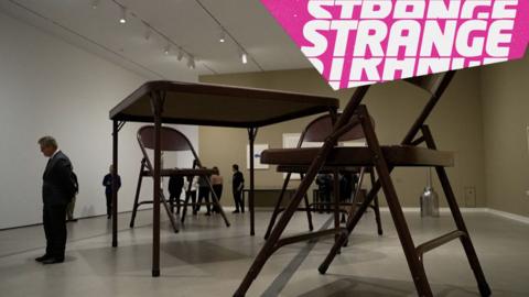 Giant furniture and the Strange logo