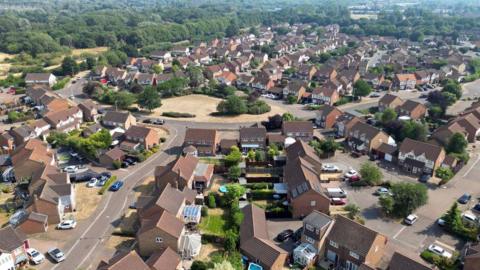 Aerial view of a modern housing development