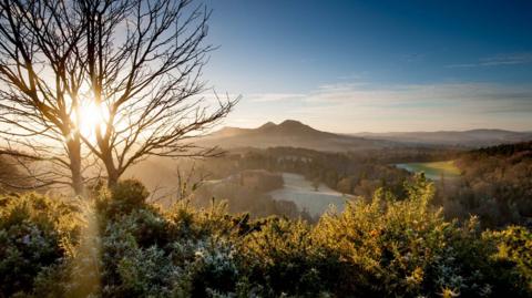 A view across the Eildon Hills in the Scottish Borders