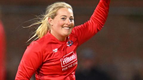 Sophie Ecclestone celebrates a wicket against Surrey