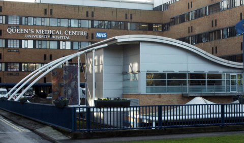 Exterior view of Nottingham's Queen's Medical Centre