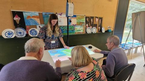 dementia patients playing with the Happiness Programme 