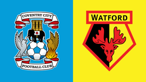 The club badges of Coventry City and Watford