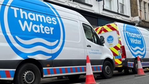 A general view of two Thames Water vans. 