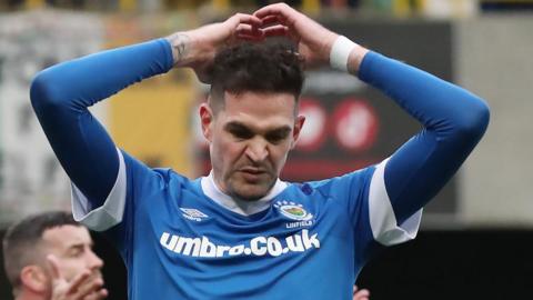 Kyle Lafferty playing for Linfield
