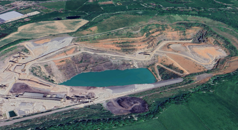 Overhead view of the Cliffe Hill Quarry site