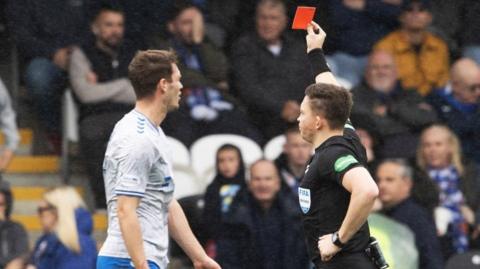 Joe Wright was sent off at St Mirren