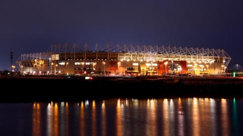 A view of a floodlit Riverside Stadium