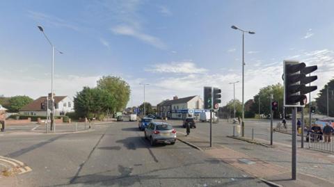 A6 Abbey Lane junction with Beaumont Leys Lane and Corporation Road