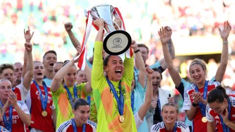 Arsenal lift the Champions League trophy