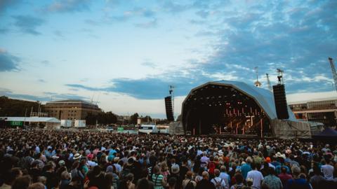 Crowds at Bristol's Canons Marsh Amphitheatre