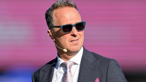Michael Vaughan looks on