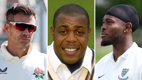 Split picture of James Anderson, David Lawrence and Jofra Archer