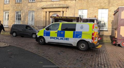 Police at the grounds of Lincoln Castle