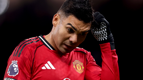 Casemiro playing for Manchester United