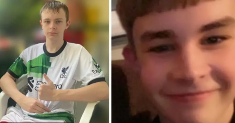 An image of Mason Rist, sitting in a white chair and wearing a football shirt, is put alongside an image of Max Dixon smiling into the camera.