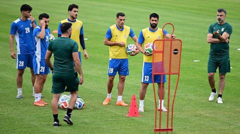 Members of the Iran squad pictured training for the World Cup in Antalya