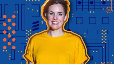 Anna Meredith on colourful background