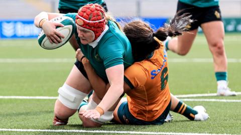 Aoife Wafer caps off an outstanding performance for Ireland with two tries against Australia