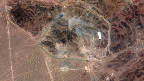 Strikes damage are seen at the Fordo site in Iran.