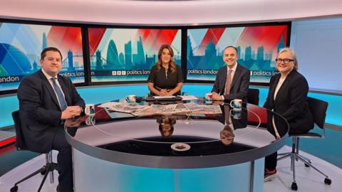 People sitting at the desk in the Politics London studio