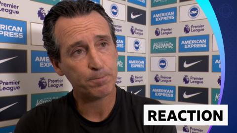 Aston Villa manager Unai Emery during his post-match interview
