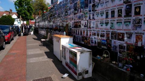 A memorial wall in north London