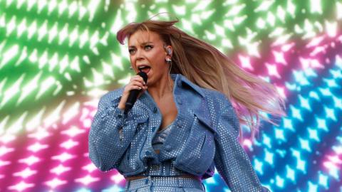 Becky Hill performs at Reading Festival.