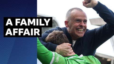 The McAree family celebrate Dungannon's Irish Cup success