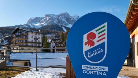 A sign for the fan zone at the Winter Olympics 