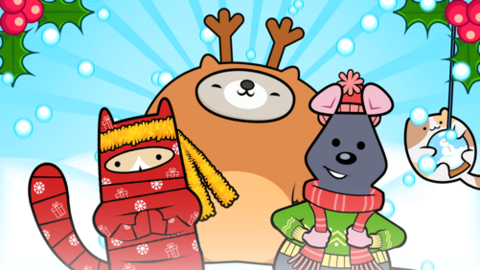 Karate cats characters with a snowy background