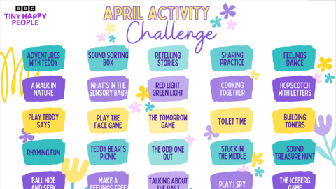 A schedule with 30 days of activities.