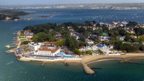 Aerial view of Sandbanks peninsula