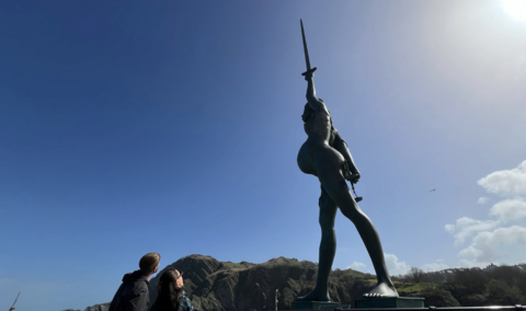 Damien Hirst statue Verity at Ilfracombe.