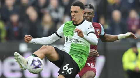 Trent Alexander-Arnold in action against West Ham