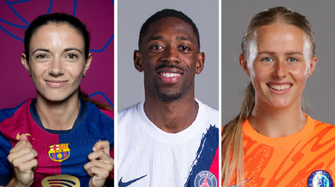 Aitana Bonmatí, Ousmane Dembélé and Hannah Hampton.